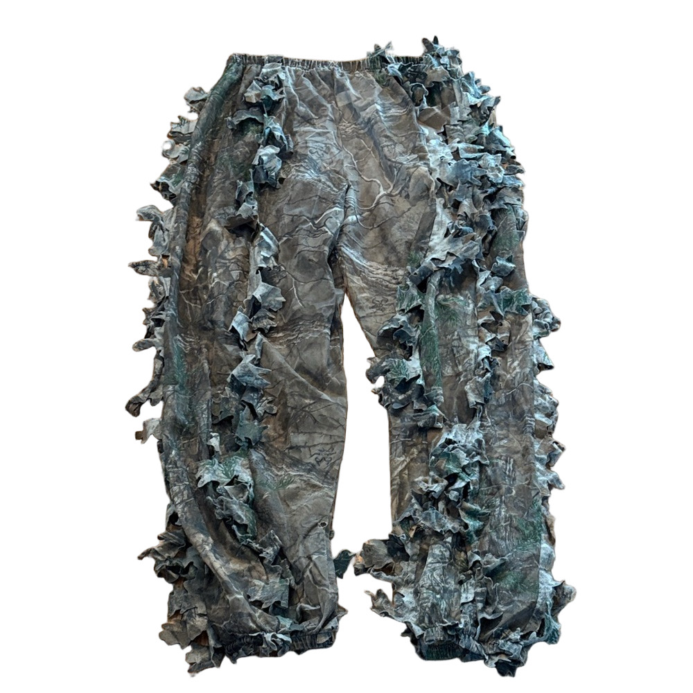 Real Tree Leafy Hunting Pants Mesh Elastic Waist And Cuffs Green Brown L/XL